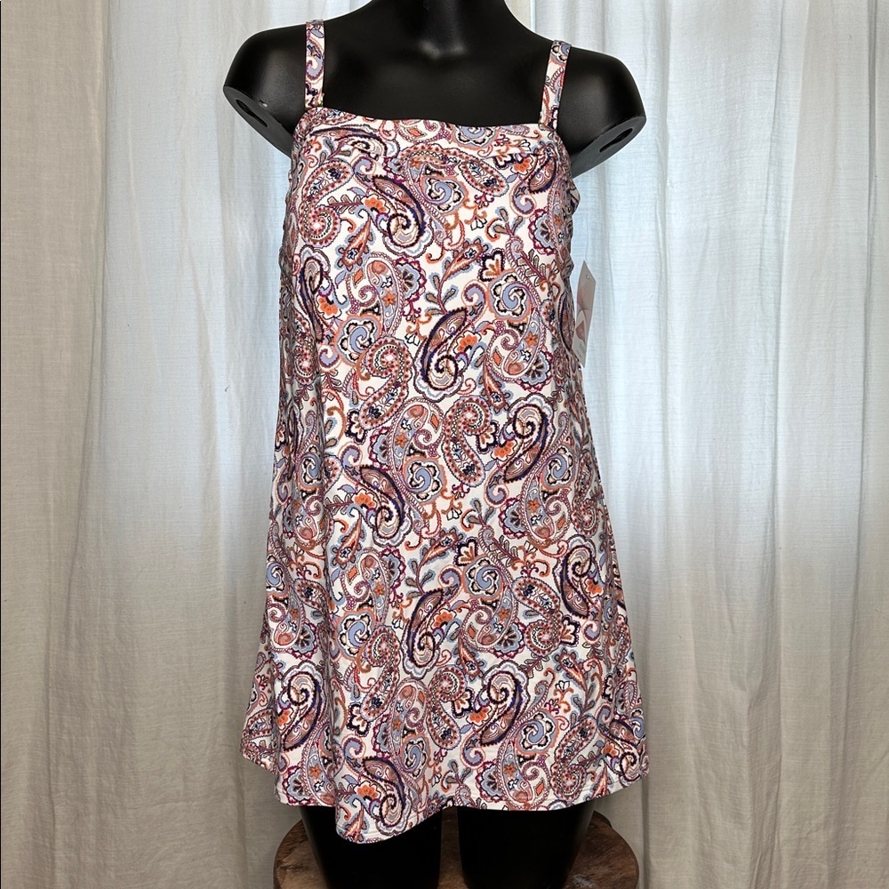 NWT Lands’ End Paisley Print swim dress removable straps Size 6 D7